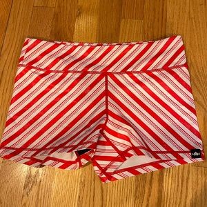 WOD bottom booty shorts, candy cane